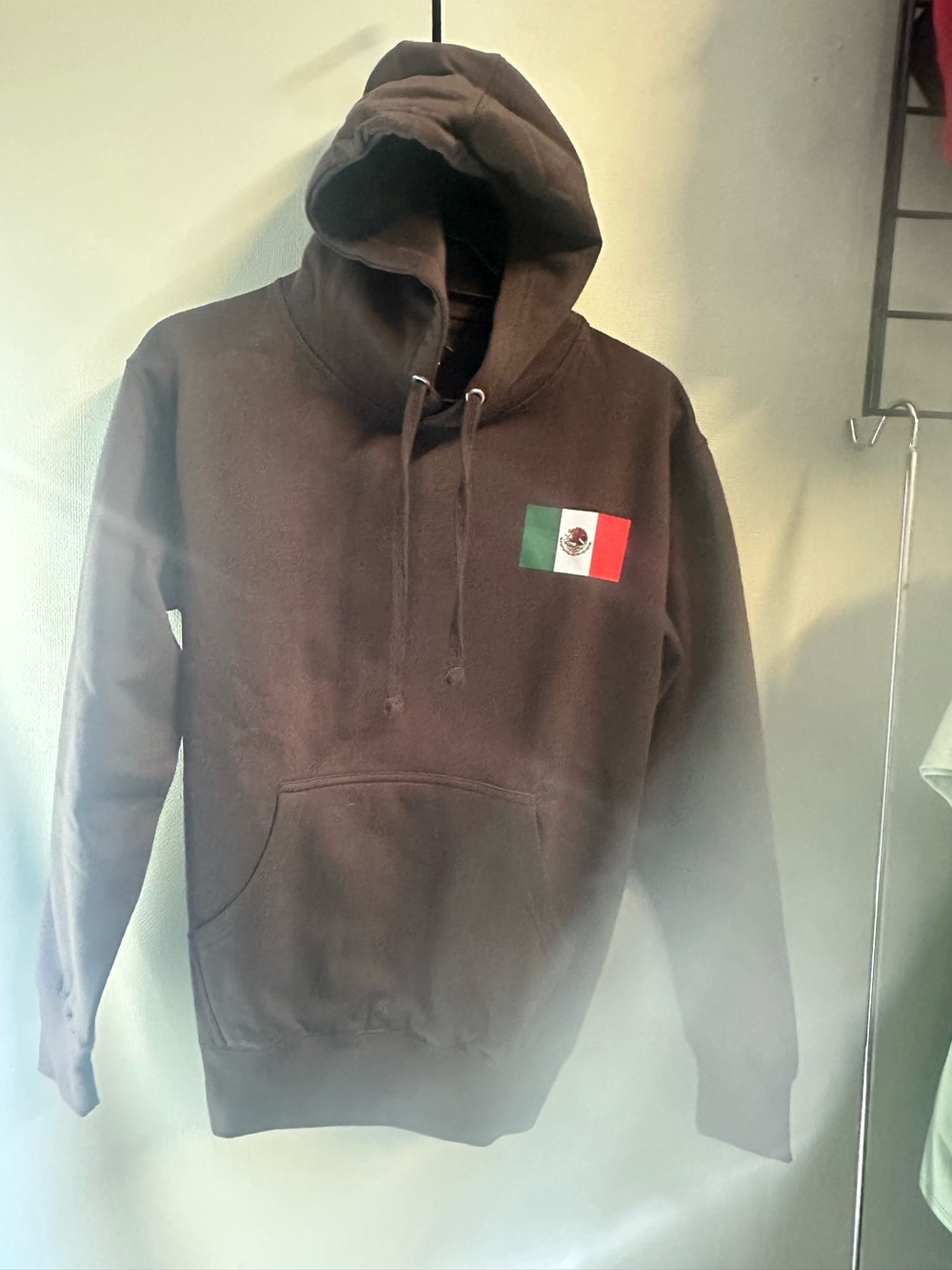 Brown Hoodie with Mexican Flag